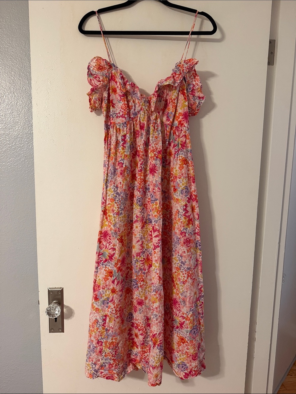 Women Pink Floral Ruffle-Trim Sundress